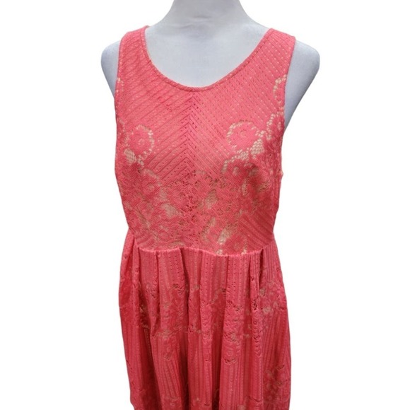 Free People Womens Rocco Lace‎ Open Back Mini Dress Size 10 Pink - Picture 7 of 16